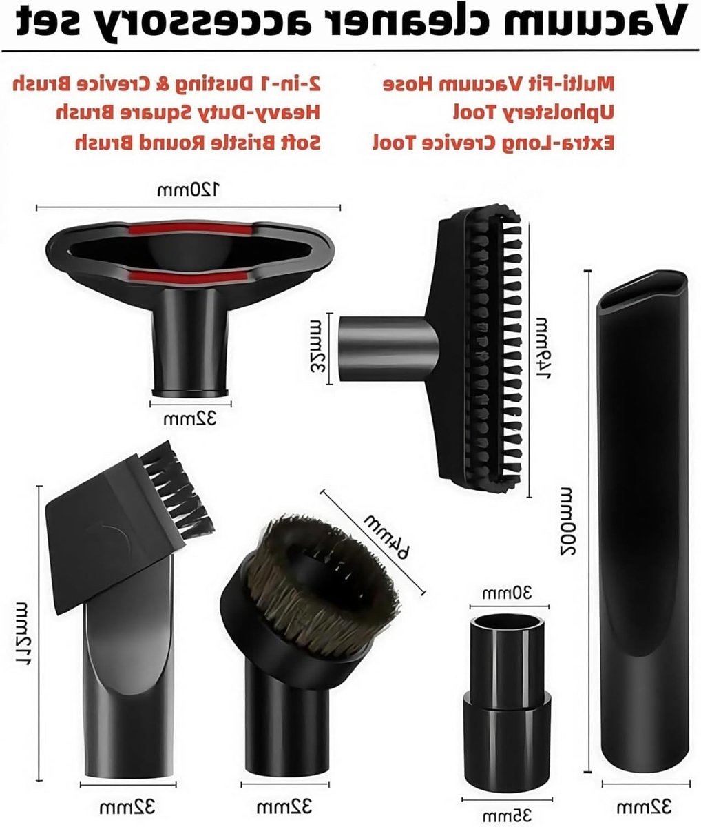 Set van 6 stofzuigeraccessoires met 32 mm en 35 mm diameter voor optimale schoonmaakresultaten