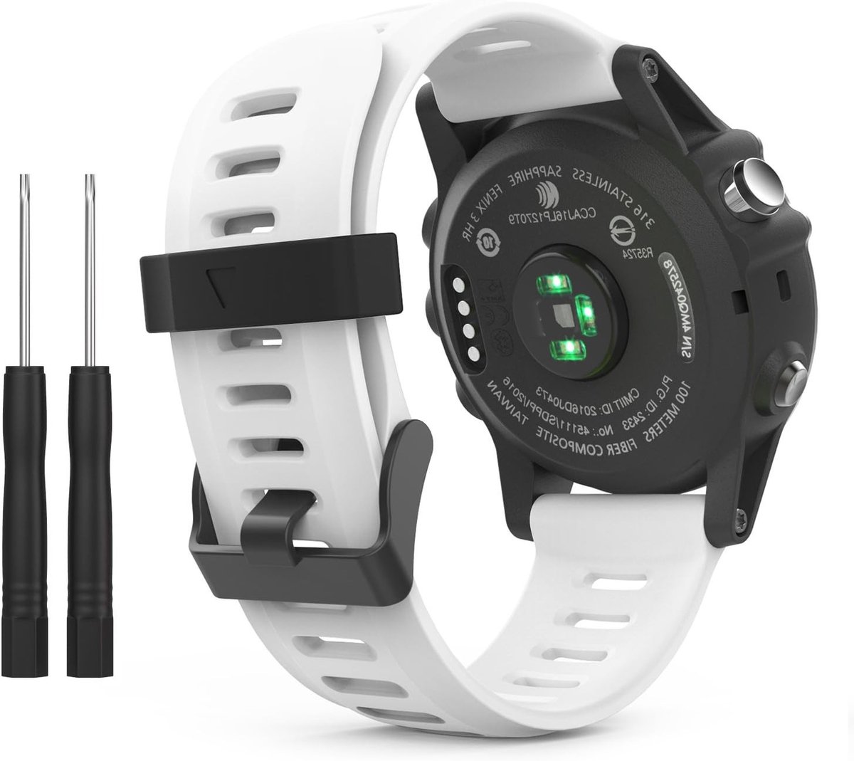 Zachte siliconen vervangband voor Garmin Fenix 3/5X/5X Plus, Tactix Charlie en Descent Mk1, Wit, Duurzaam en Comfortabel