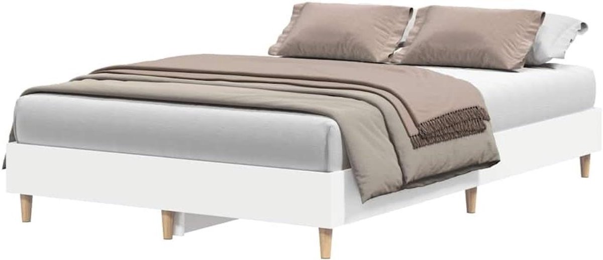 Bedframe - Tweepersoonsbed - Goede nachtrust - Lattenbodem ondersteuning - 135x190 cm - Wit