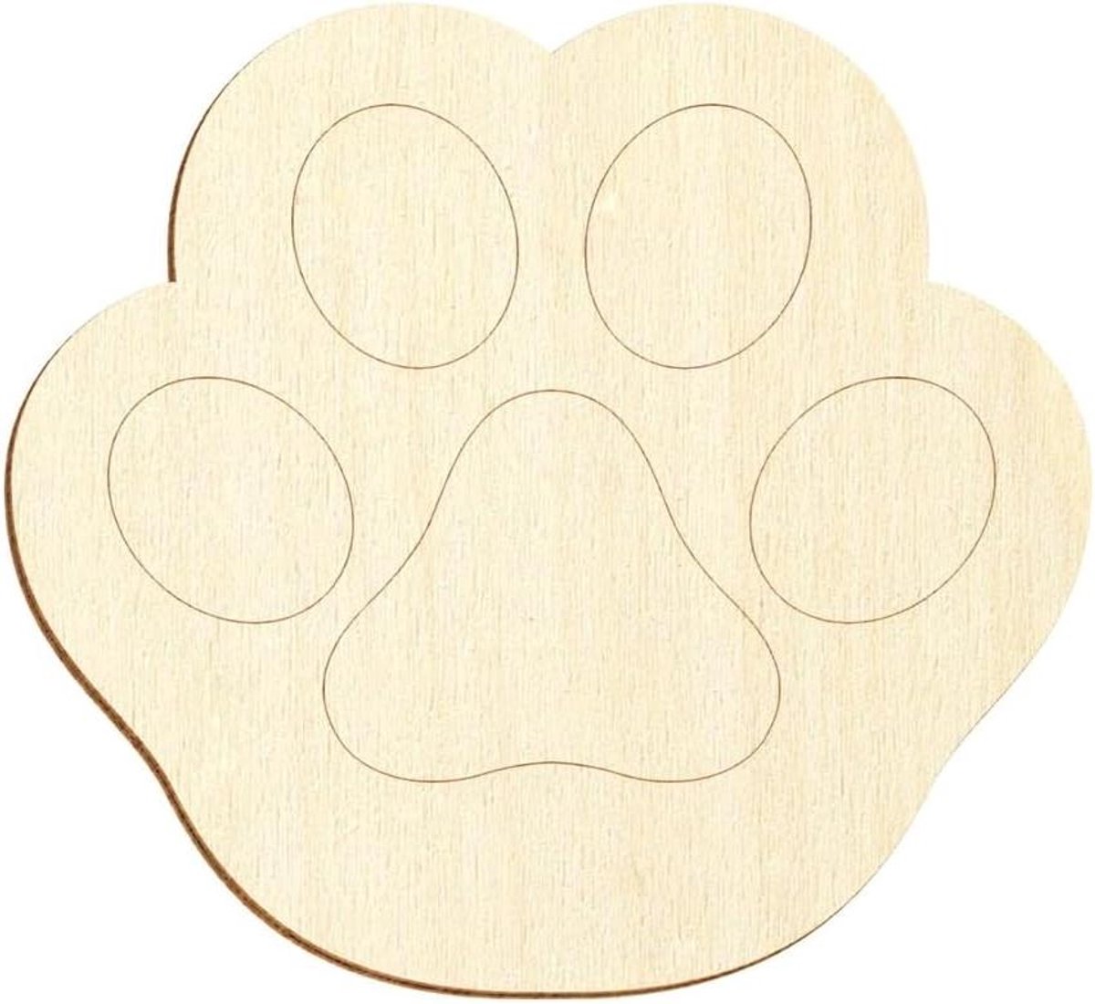 Houten hondenpoot decoratie - Knutselpootjes hout - Creatief decoreren - Gelaserd met bruine rand - 100 stuks 13 cm