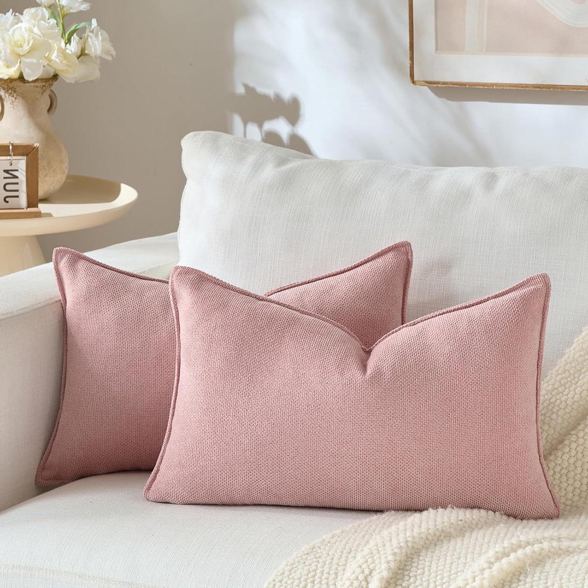 Kussenslopen set - Decoratieve hoezen - Interieur verfraaien - Onzichtbare ritssluiting - 50 x 70 cm - Roze