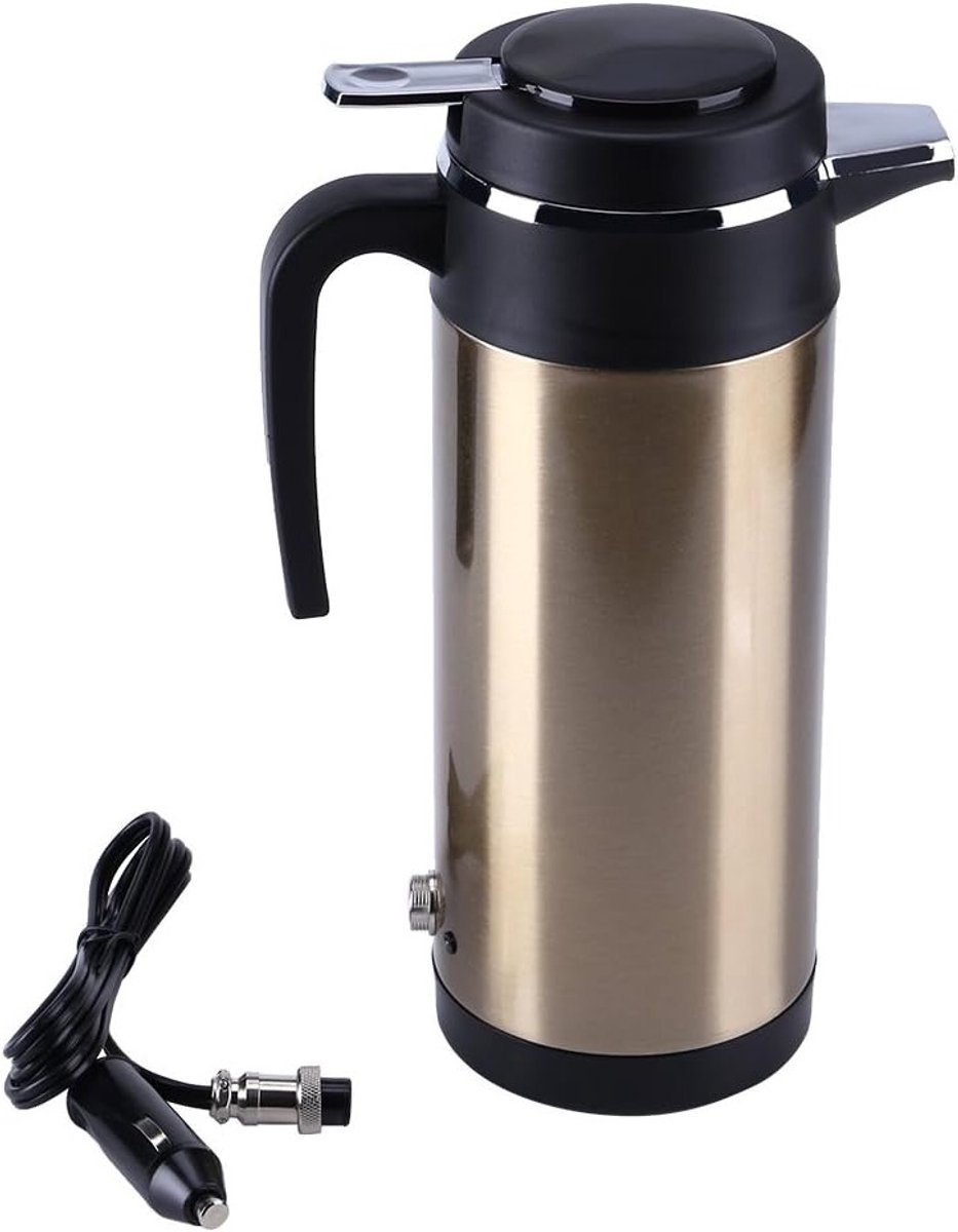 Draagbare elektrische verwarmingskom van roestvrij staal voor in de auto - 800ml, ideaal voor het bereiden van thee en koffie tijdens outdoor activiteiten en reizen
