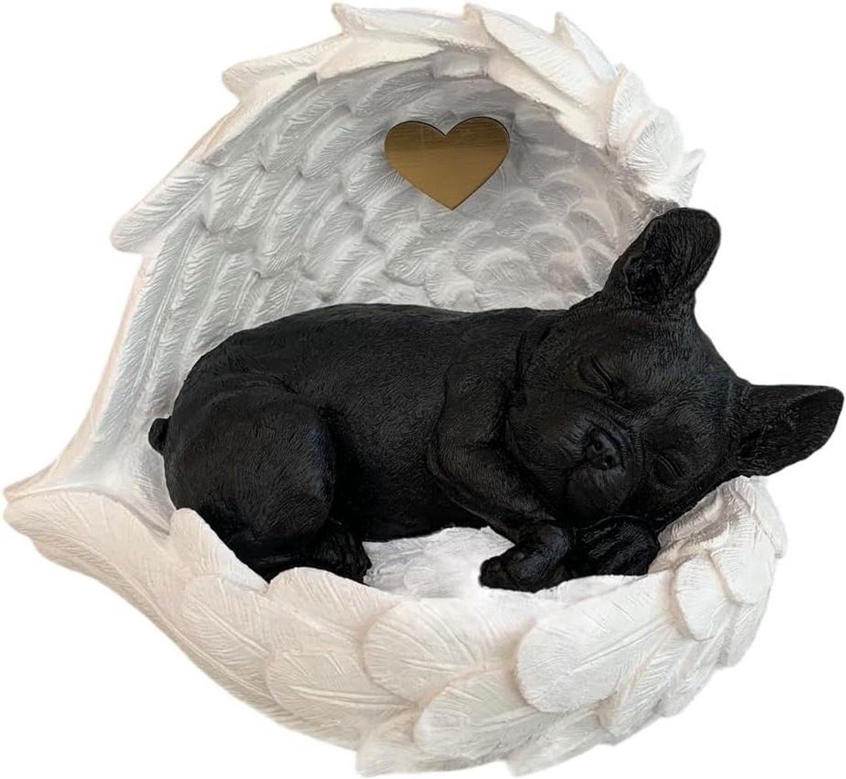Hondenurn Bulldog - Gedenkurn Hond - Laatste Rustplaats - Met Hart Gravure - 2 Liter - Zwart-wit