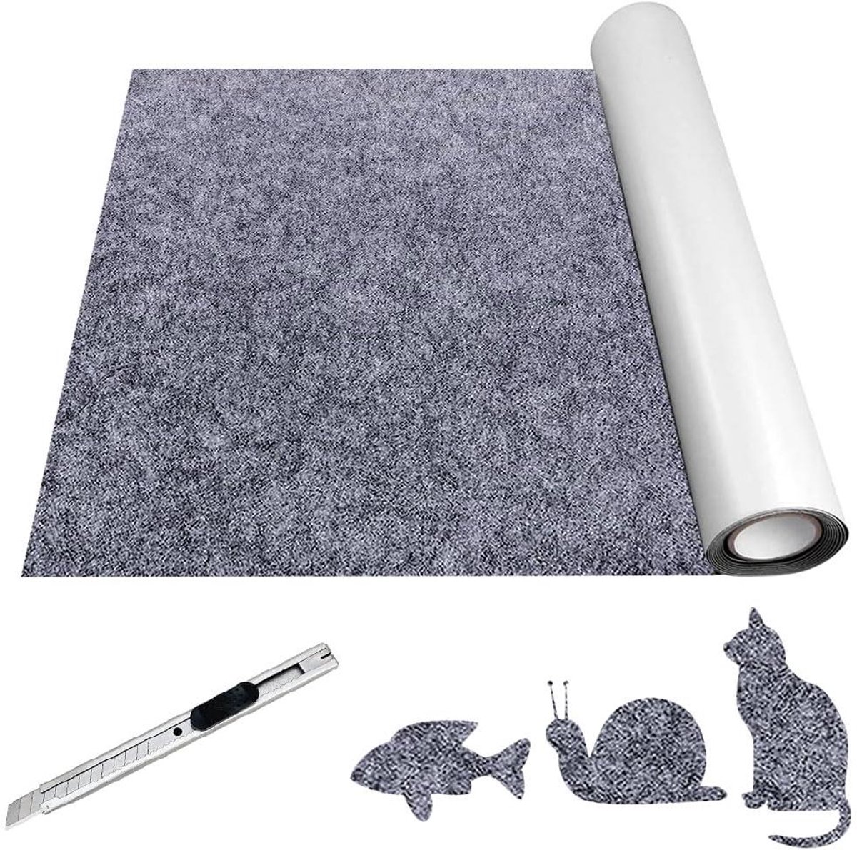 Zelfklevend Vilt - Viltrol Lijm - Meubels Beschermen - Snijdbaar Op Maat - 40 x 220 cm - Zilvergrijs