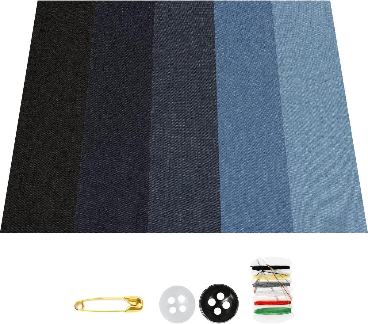 5 Rollen 52x8cm Denim Patches, Strijkbare Patches voor Reparatie van Jeans en Kleding in 5 Kleuren