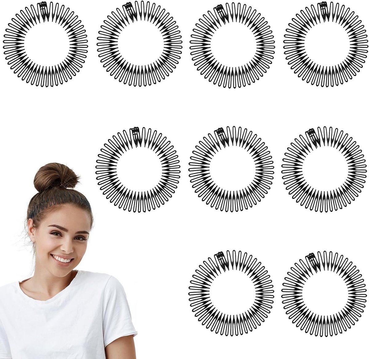 9 x Circulaire Stretch Kam - Flexibele Plastic Haaraccessoires voor Vrouwen en Meisjes, Ideaal voor Haarbanden en Scrunchies