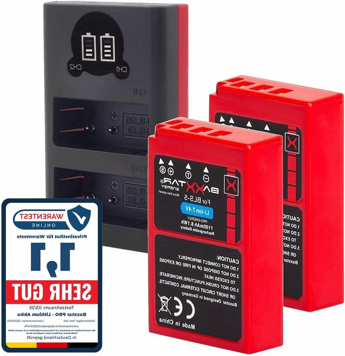 Camera Accu Set - Oplaadbare Batterijen - Fotograferen Onderweg - Echte 1100 mAh Capaciteit - 2 Stuks - Zwart