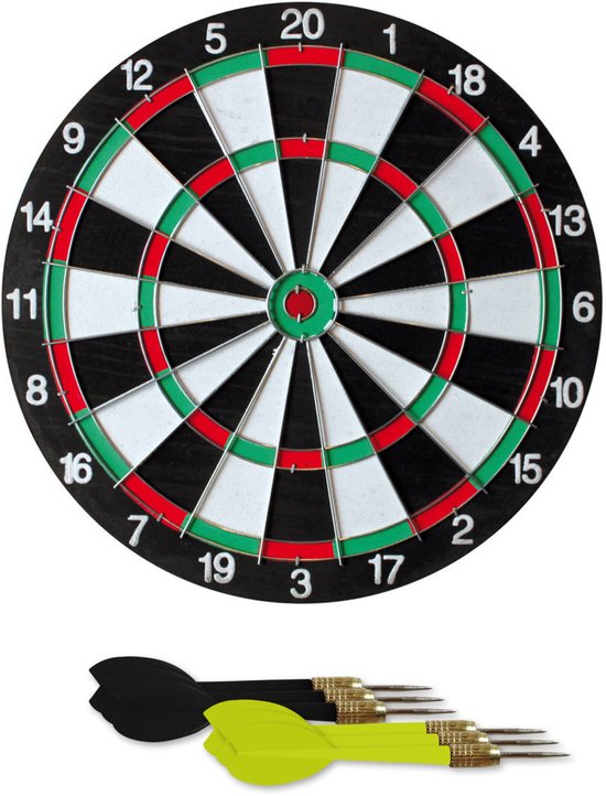 Speelgoed dartbord incl 6 dartpijltjes - dubbelzijdig - diameter 38 cm van Toi-Toys — afbeelding 2