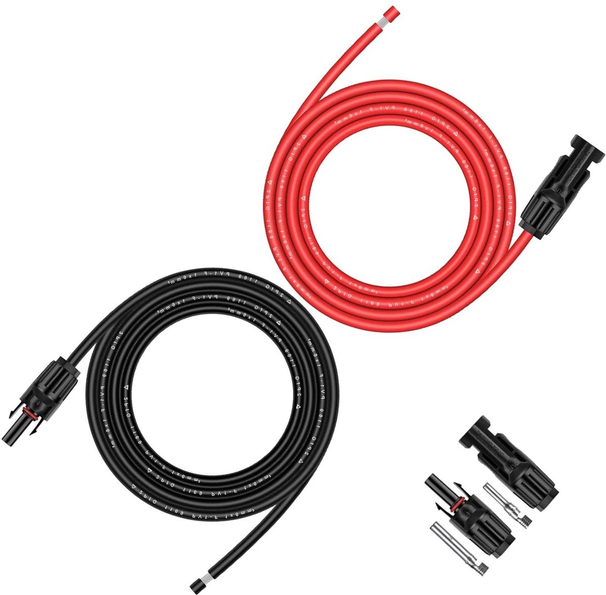 Zonnepaneel Verlengkabel - PV Kabel Adapter - Energie Opwekken - Weerbestendige Connectoren - 6 mm² 10 AWG - Rood Zwart