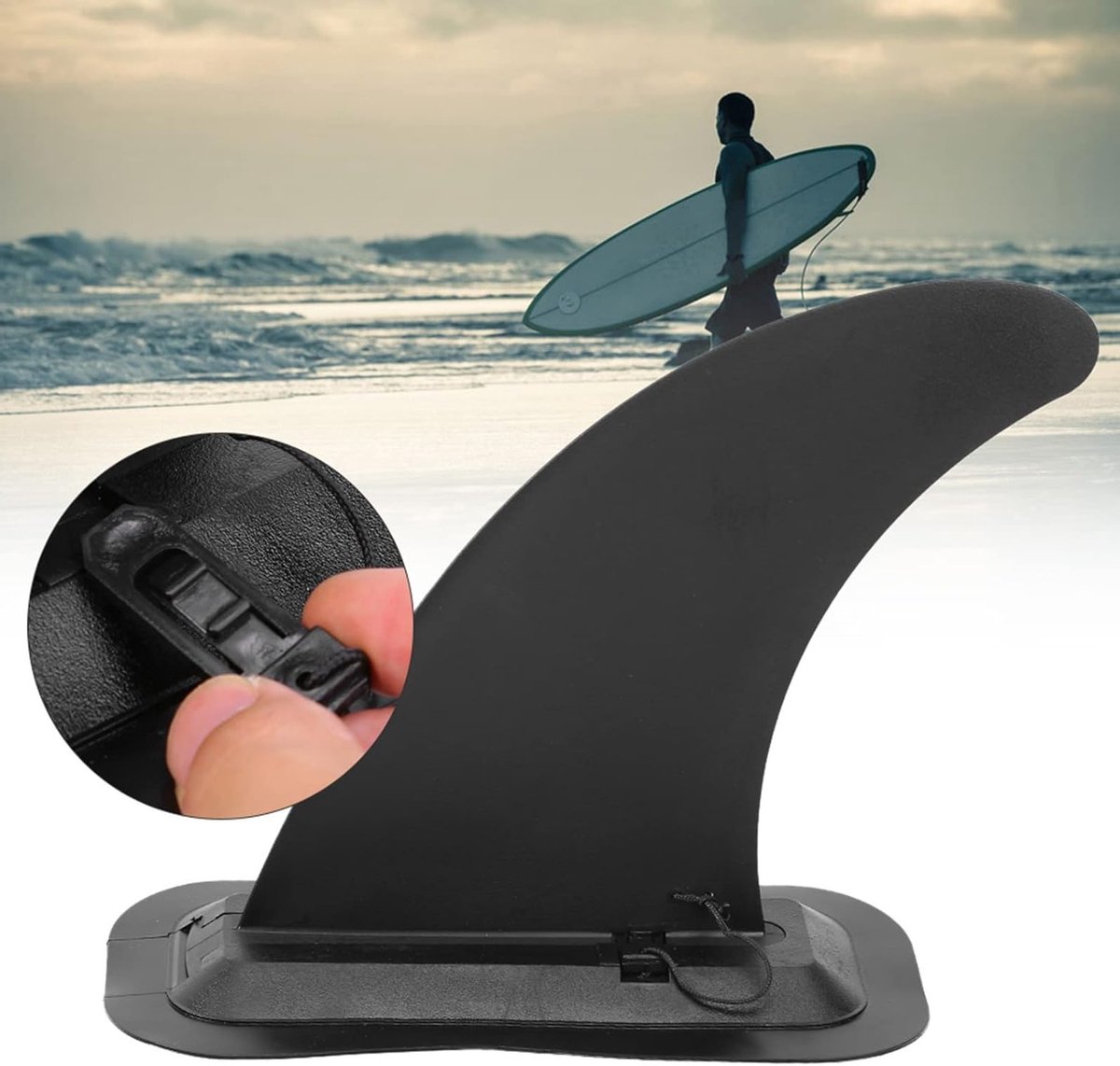 EGoods Afneembare vin voor surfboard en longboard voor stabiliteit en wendbaarheid beginners en gevorderden Zwart