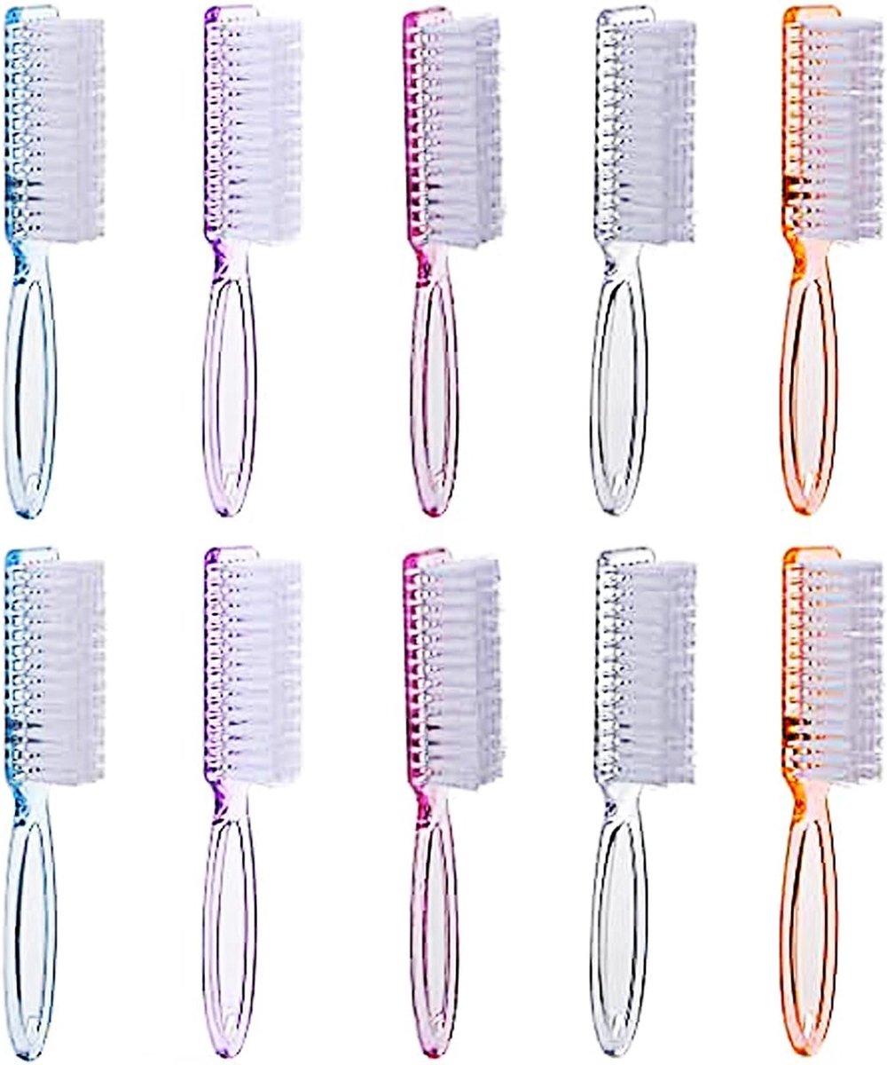 Kleurige lange handborstels voor nagels - 10 stuks, manicure gereedschap voor nagelreiniging en scrubben