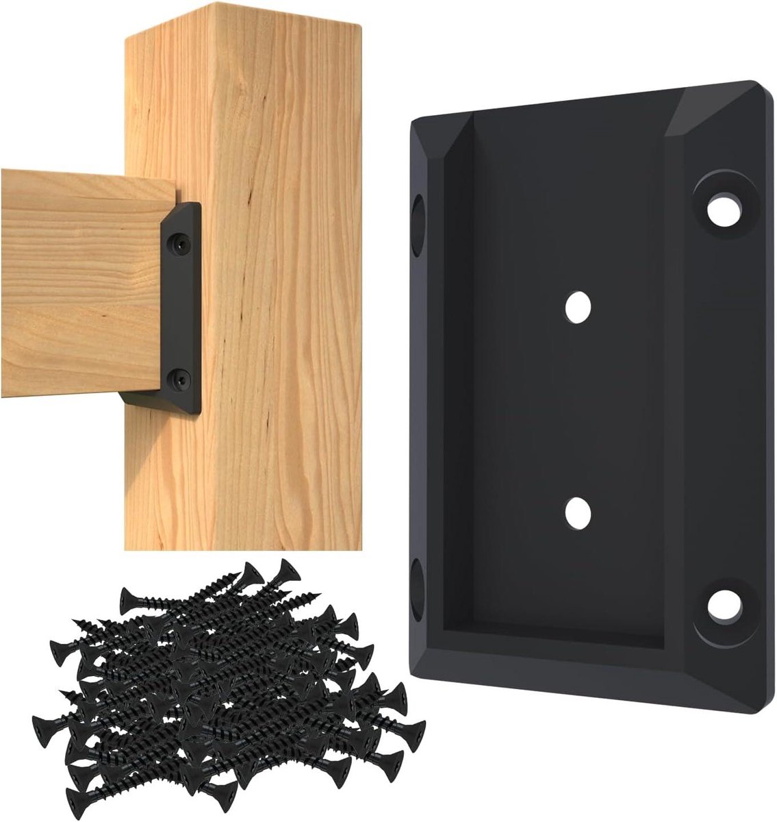 Dek Reling Beugel - Paal Connector - Hekken Monteren - Hoge Sterkte Nylon - 50 Stuks - Zwart