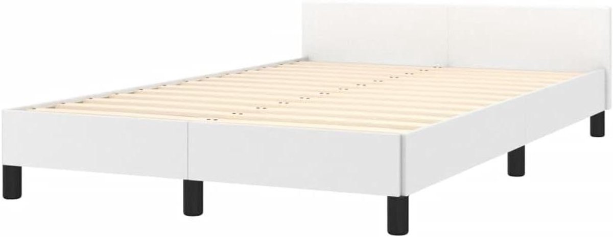 Bedframe met hoofdbord - Tweepersoonsbed Slaapkamer - Goede Nachtrust - Duurzaam Kunstleer - 120 x 190 cm - Wit