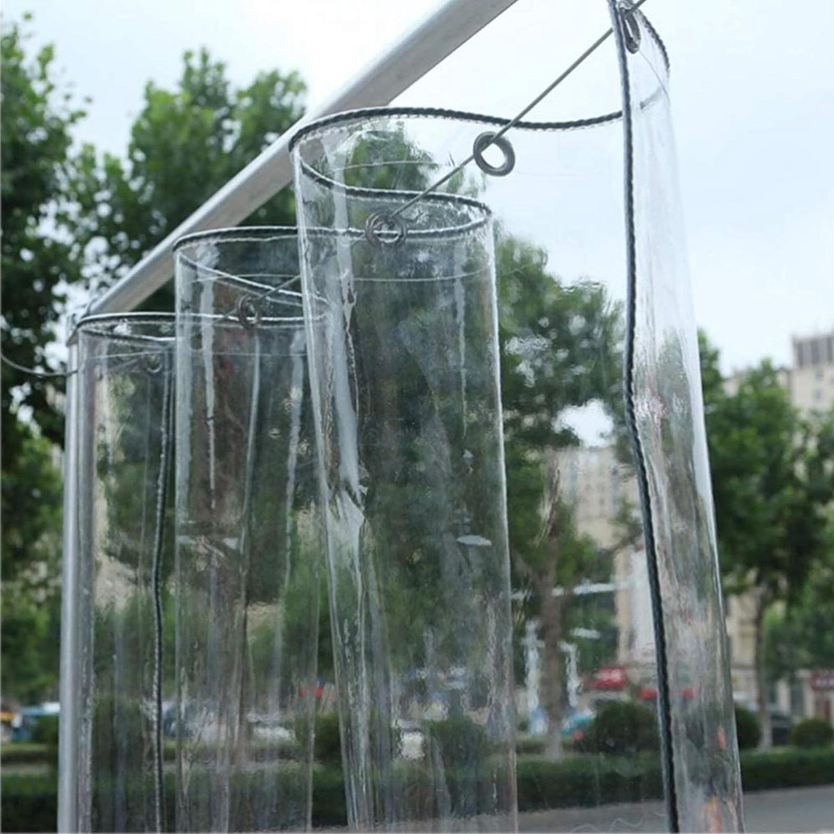 Afdekzeil Transparant - Waterdicht Zeil PVC - Tuinmeubelen Afdekken - Met Ingestanste Ringen - 1.5X6m - Transparant