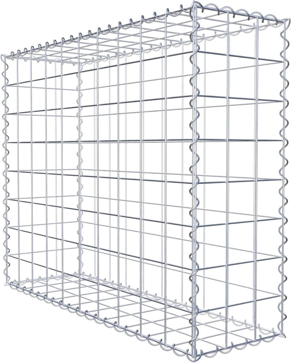 Schanskorf Hoekig - Steenkorf Draadmand - Tuin Decoratie - Galvanisch Verzinkt - 100 x 80 x 30 cm - Zilver