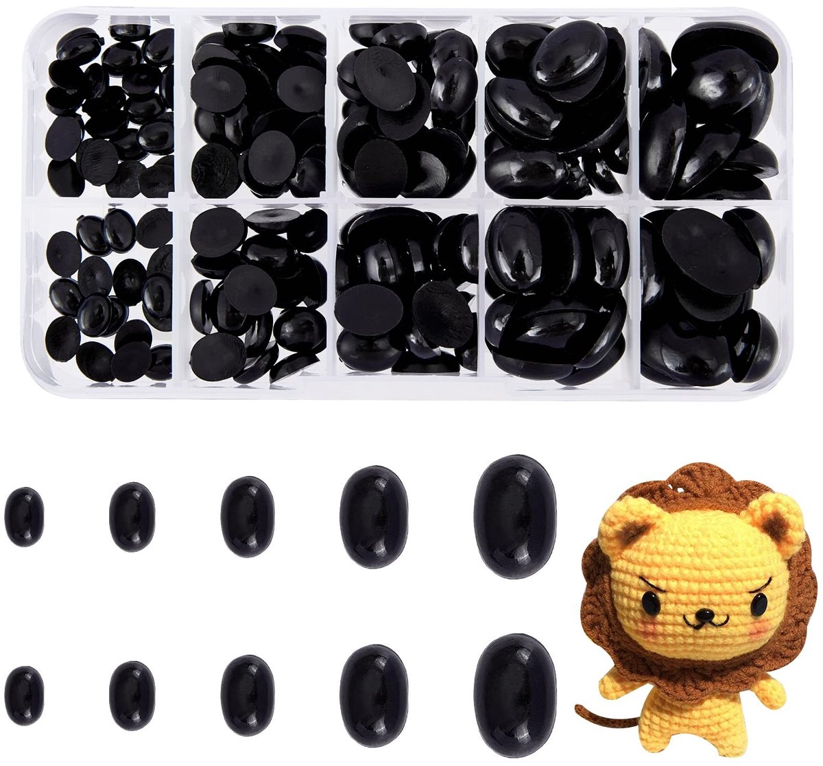 ONF3 - Neus Ogen - Veiligheid Ogen - 180 stuks - Diverse Maten - Dier Craft Ogen - Perfect voor DIY Knutselen