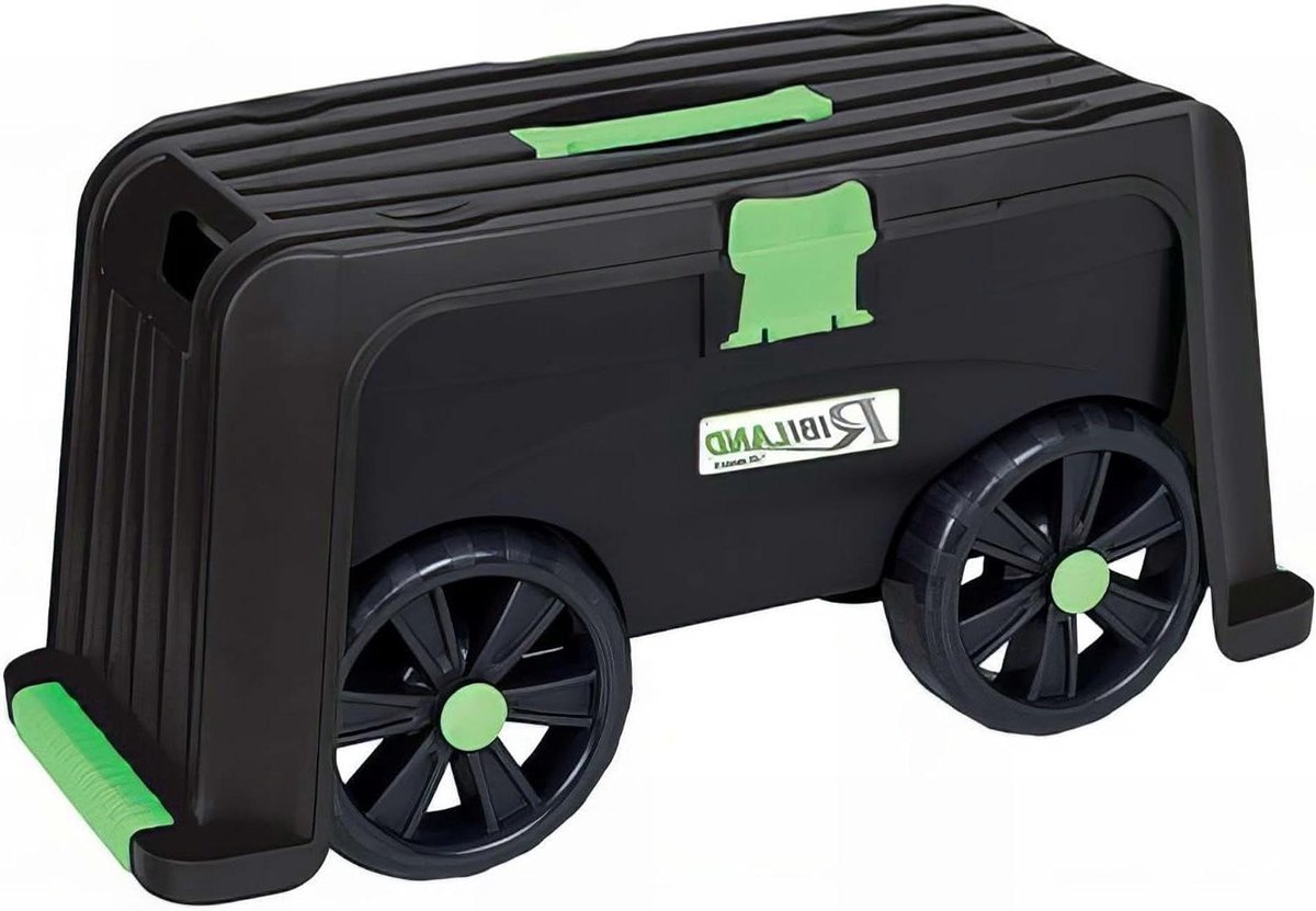 Kniebank met Opbergbox - Tuinkruk Trolley - Comfortabel Tuinieren - 4-in-1 Multifunctioneel - 75 Liter Opbergruimte - Zwart Groen