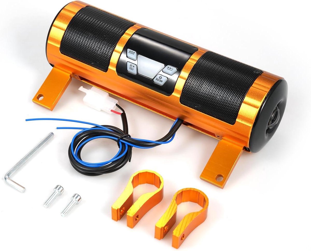 Motorcycle Stereo Speaker - Audio Amplifier System - Muziek Luisteren Onderweg - Waterproof IP4 Ontwerp - 22 mm Handlebar - Goud