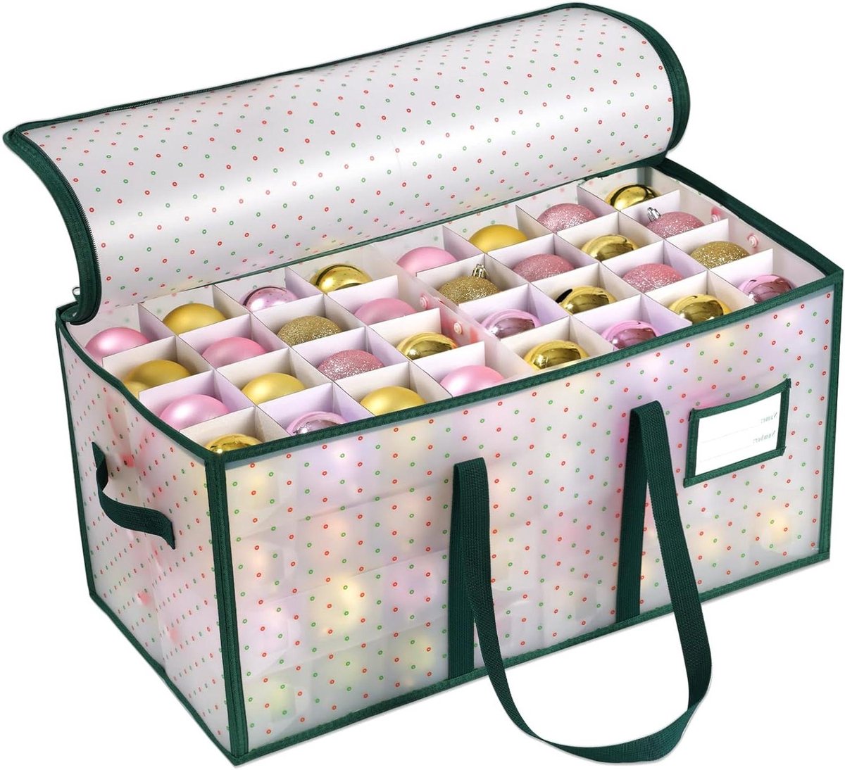 Opbergdoos Kerstversiering - Ornamenten Organizer - Veilig Opslaan - Waterdicht Duurzaam Plastic - 128 Sleuven - Groen
