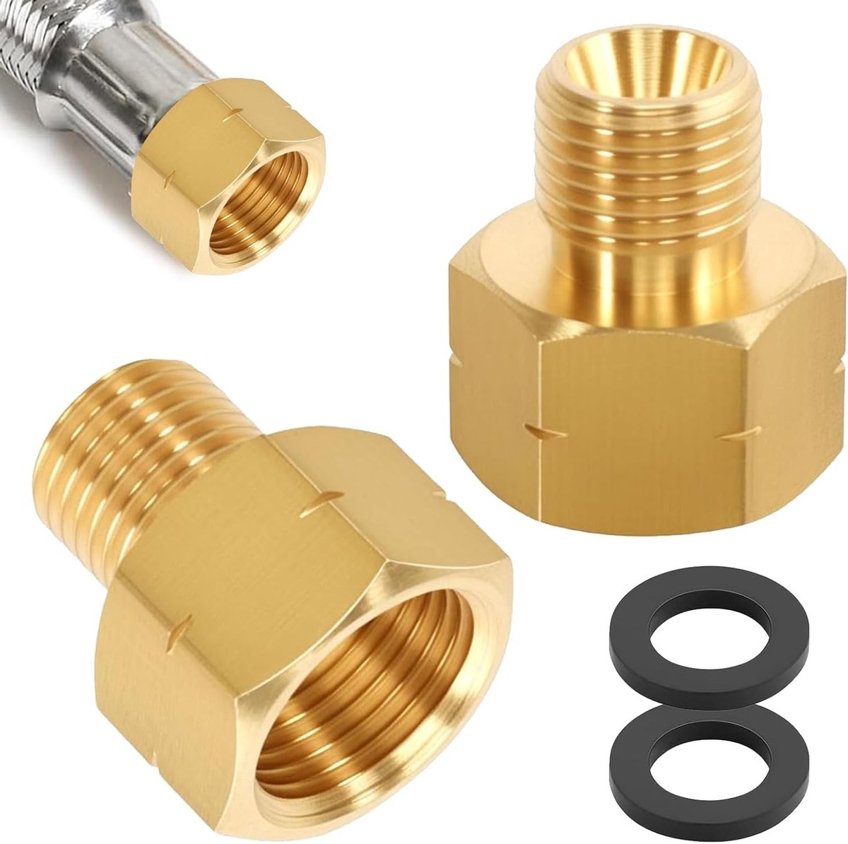 LPG Gas Adaptor 3/8 Inch IG x 1/4 Inch AG met Sealing Ring, Geschikt voor Camping, Kooktoestellen en Gasfornuizen
