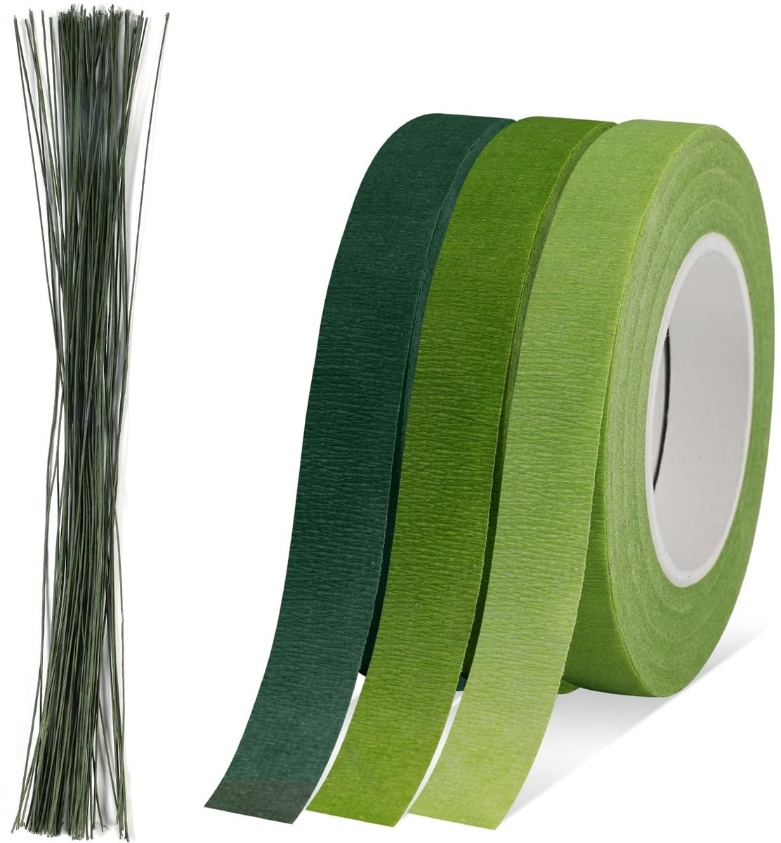 100 Stuks 14 Inch Bloemendraad met 3 Rollen 1/2 Inch x 30 Yards Bloementape voor Boeketten en Bloemschikken