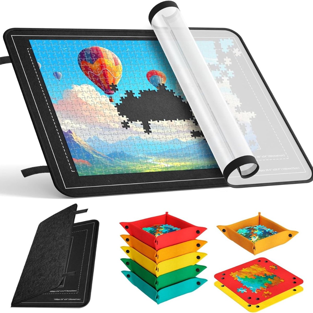 Core® Puzzeltafel - Puzzelbord - Puzzeltafel met Lades 1000 Stukjes - Zwart - 95cm x 65cm x 2cm