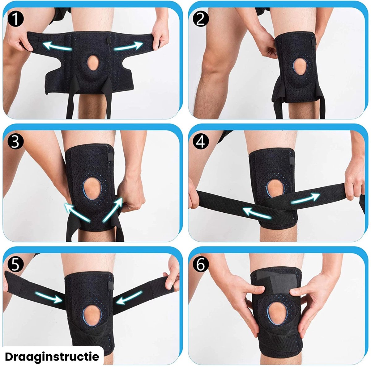 Goodli Kniebrace - One - size - Verstelbare Knieband voor Dames en Heren - Patellabrace met Stabiliteit - Ondersteuning bij Artrose en Meniscus - Zwart — afbeelding 4