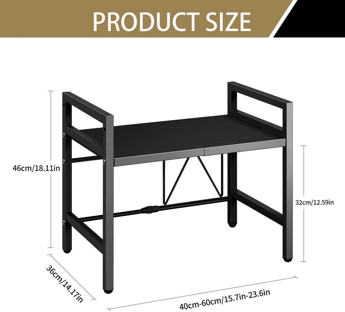 Casa Living Magnetronrek - Magnetron Organizer - Magnetron Plank - Keuken Opslag - In Hoogte en Breedte verstelbaar - Zwart