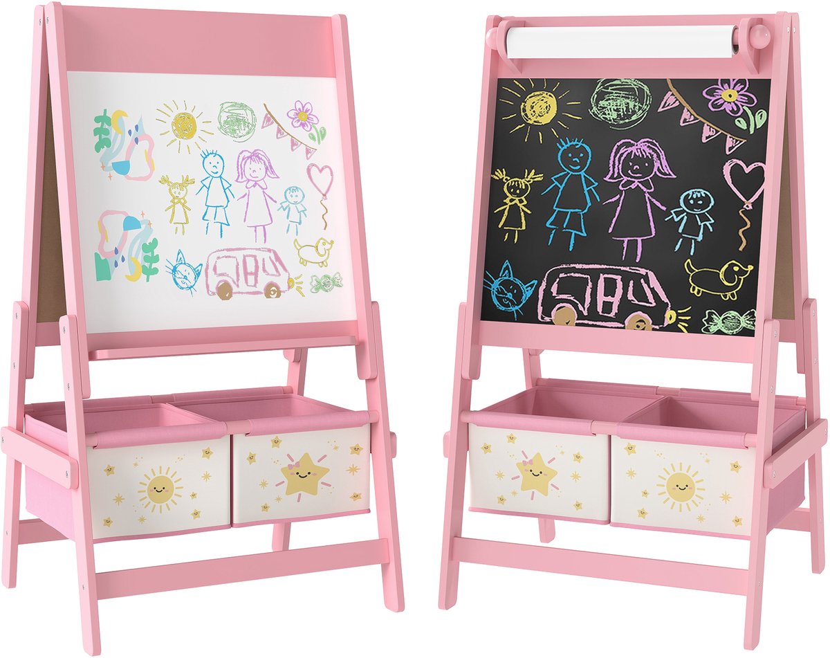 AIYAPLAY Kinderezel-MDF, grenenhout-54L x 46B x 94H cm-Roze