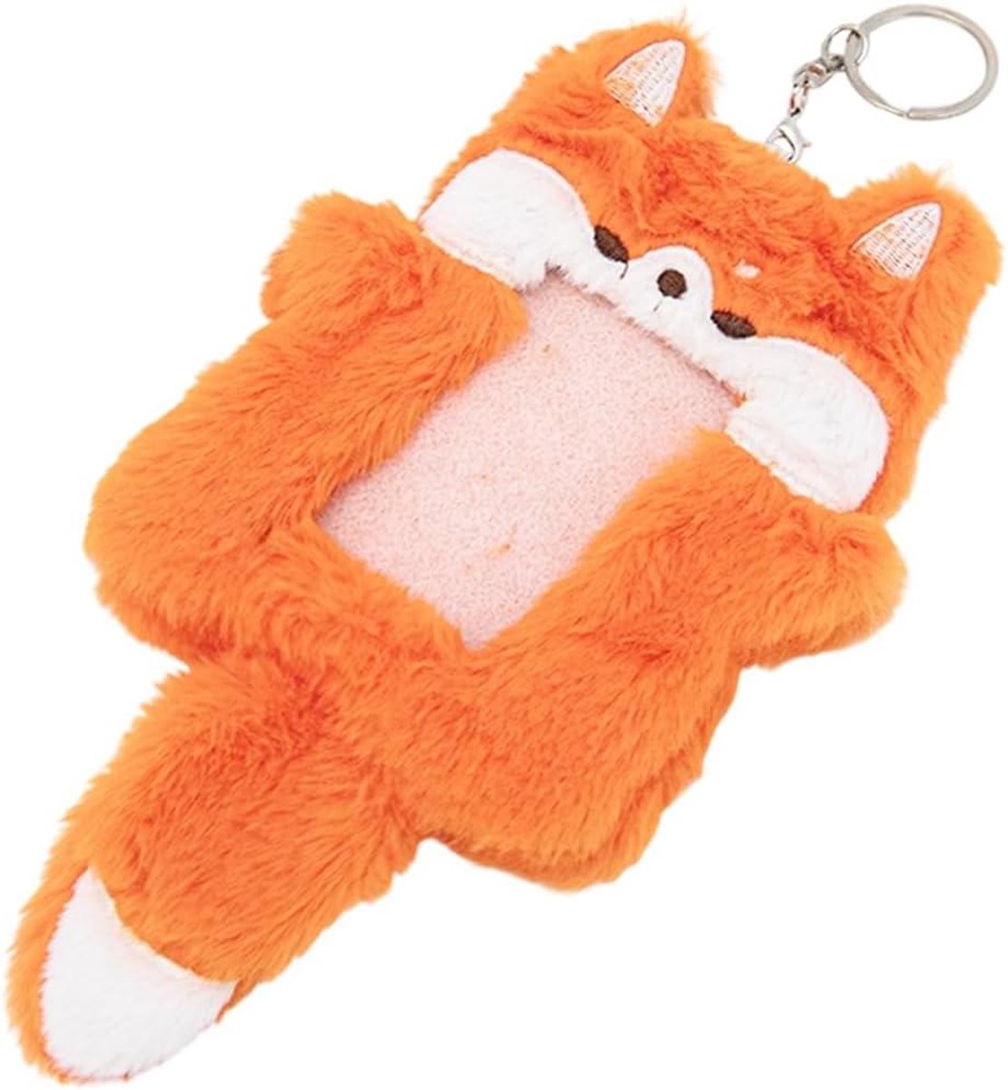 Pluche Kaarthouder - ID Kaarthoes Fotokaart - Kaarten Beschermen - Cartoon Dier Design - 60 Gram - Oranje