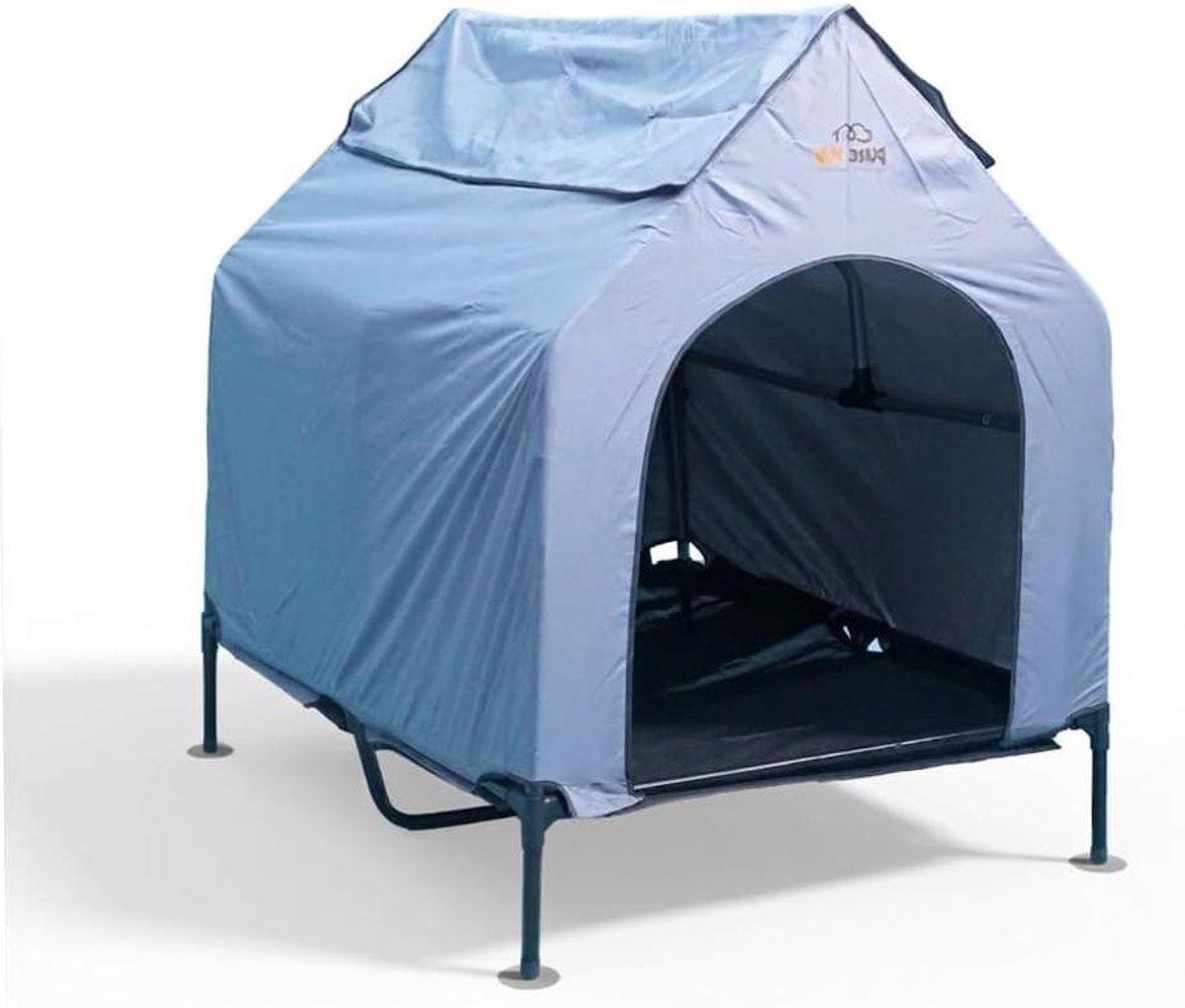 Hondenhok Buiten - Hondenren Buiten - Bescherming Huisdier - Verhoogd Ademend Bed - 44x19x34 cm - Zwart