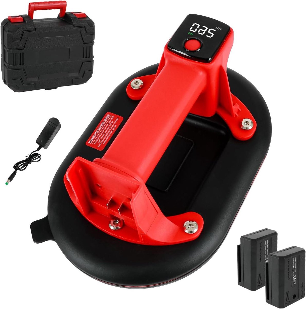 Accuzuignap Plaatlifter - Vacuümzuiger Glaslifter - Zware Objecten Verplaatsen - 260 kg Draagkracht - 24 cm Zuignap - Rood