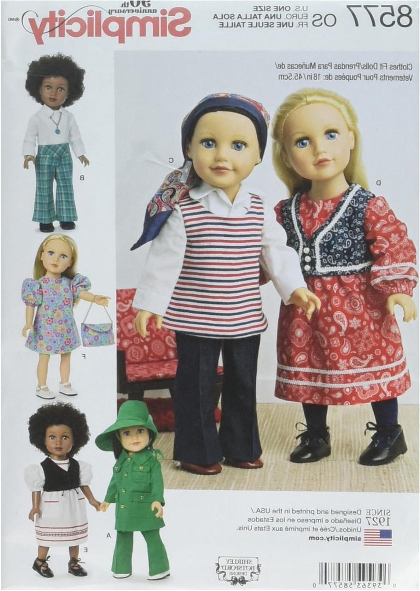 Poppenkleding Patroon - Naaipatroon Speelgoed - Poppen Aankleden - Vintage Jaren 70 Stijl - Voor Poppen 457cm - Wit
