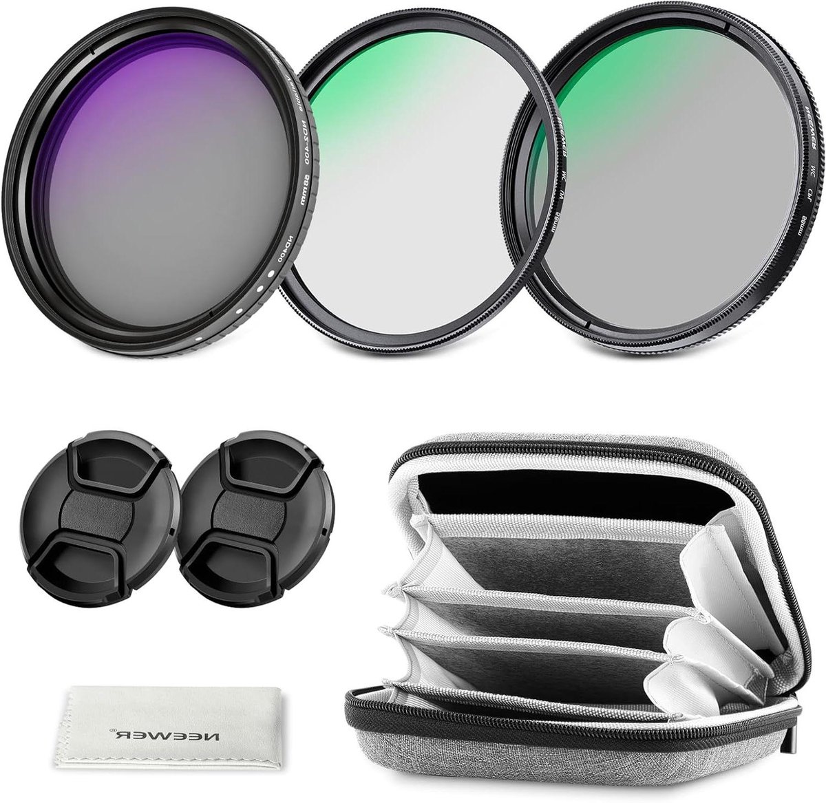 Camera Filterset - Lens Filters - Foto Kwaliteit Verbeteren - Variabele ND CPL UV - 58 mm - Zilver