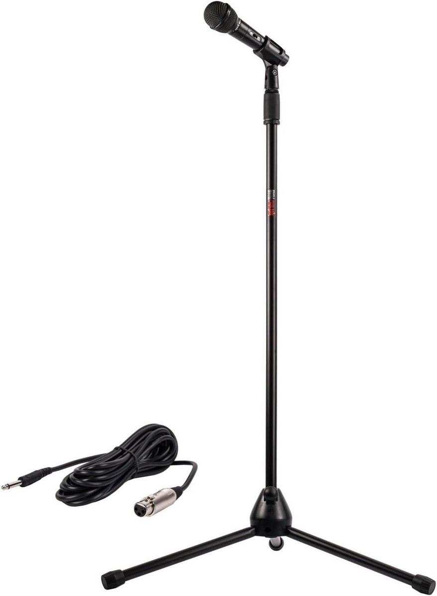 Microfoon Statief Set - Dynamische Microfoon - Muziek Opnemen - Neodymium Cartridge - 86-152 cm - Zwart