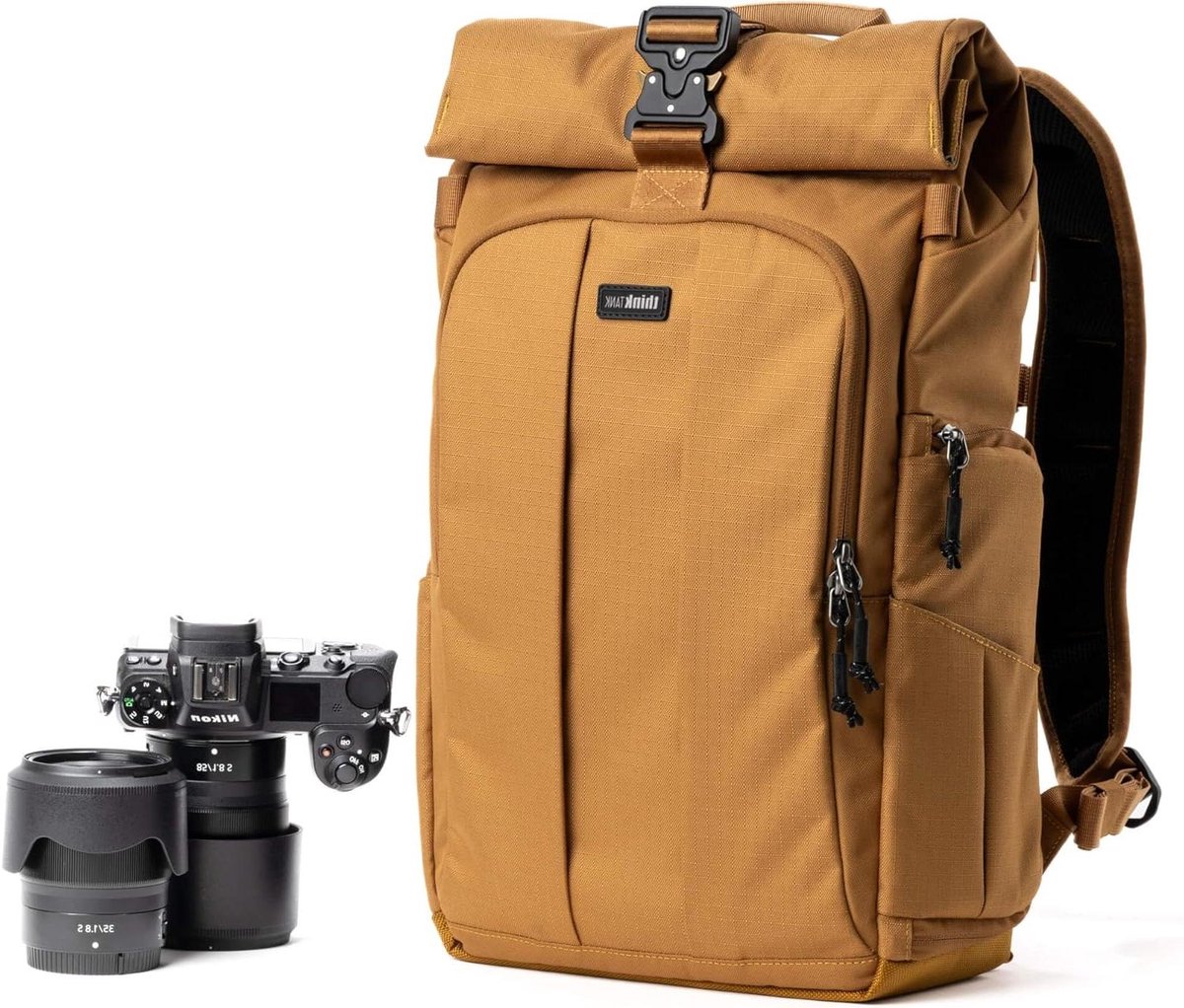 Cameratas Rugzak - Fototas Rugzak - Snelle Toegang Fotoapparatuur - Verstelbaar Roldeksel - 22 liter - Geel