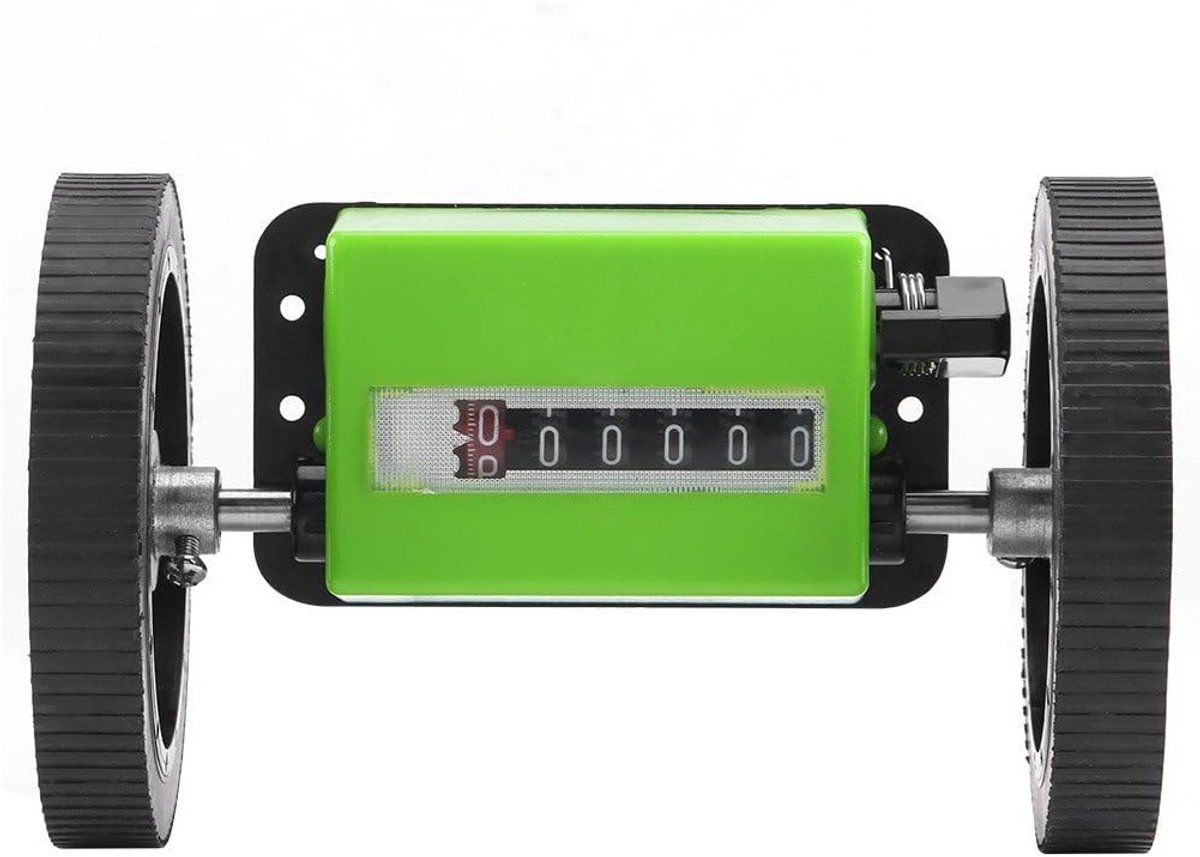 Mechanische lengtemeter met 6 cijfers en wieltje voor het meten van textiel, kunstleer en drukwerk