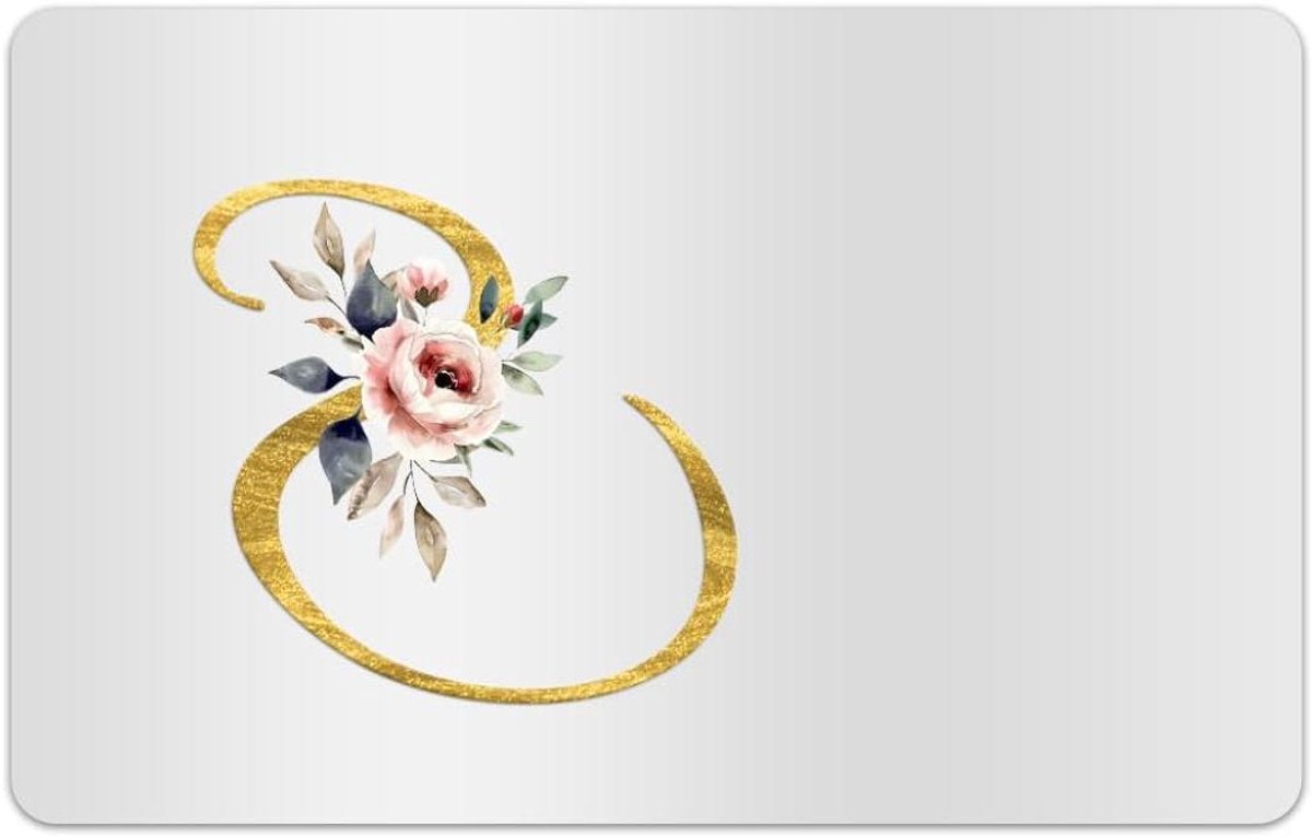 Kaart Skins - Decoratieve Stickers - Kaarten Personaliseren - Waterdicht Krasbestendig - 4 Stuks - Bloemen Letter S