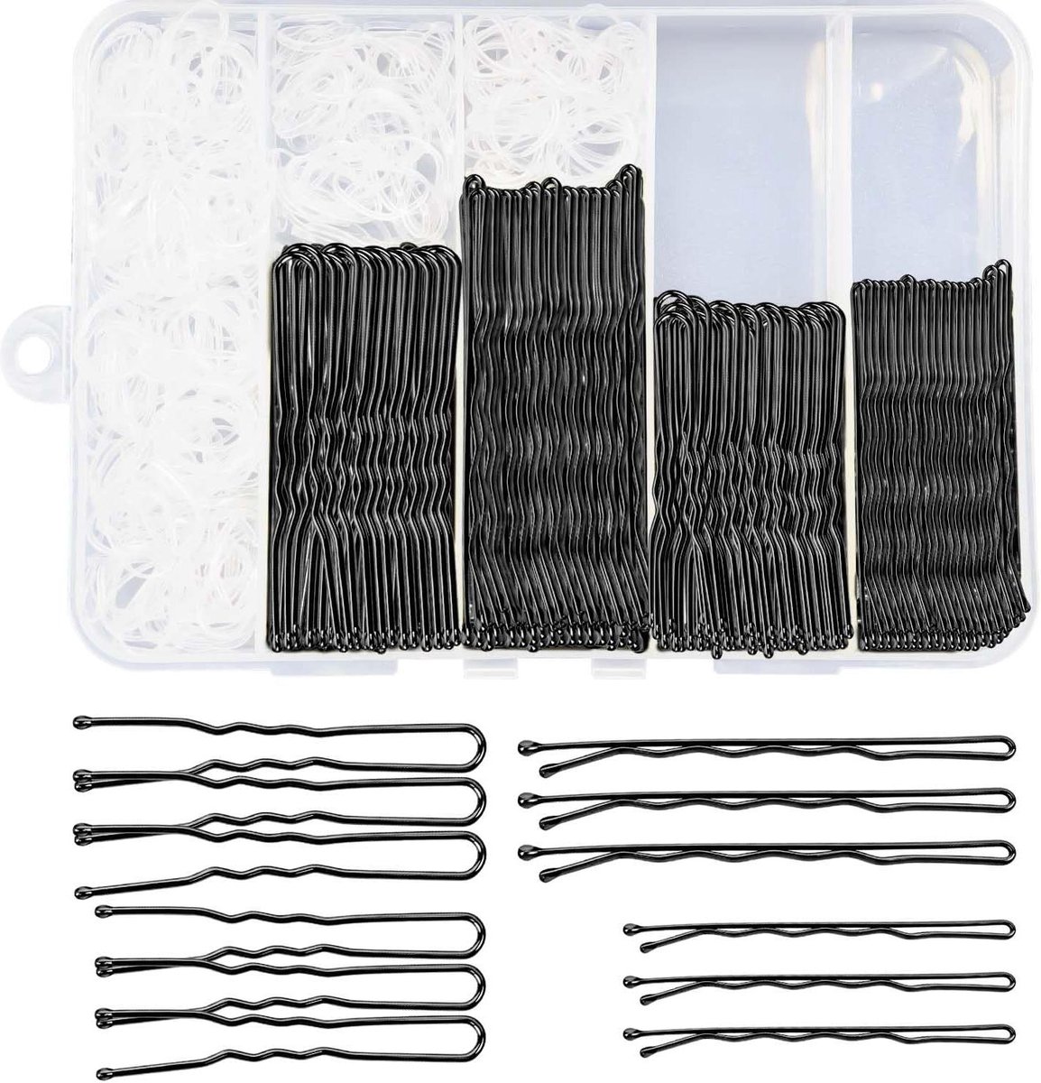 Haarspelden Set - Schuifspeldjes Knotjes - Haar Styling - Antislip Grip - 500 Stuks - Zwart