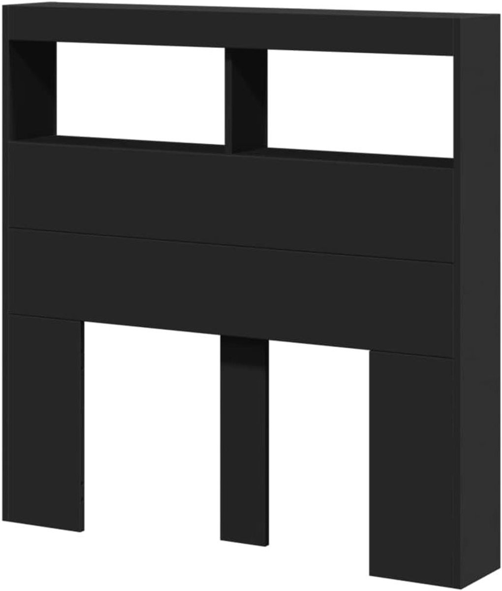 Hoofdbordkast met LED - Kast hoofdeinde bed - Bed opslag en sfeer - Met RGB verlichting - 100x17x102 cm - Zwart