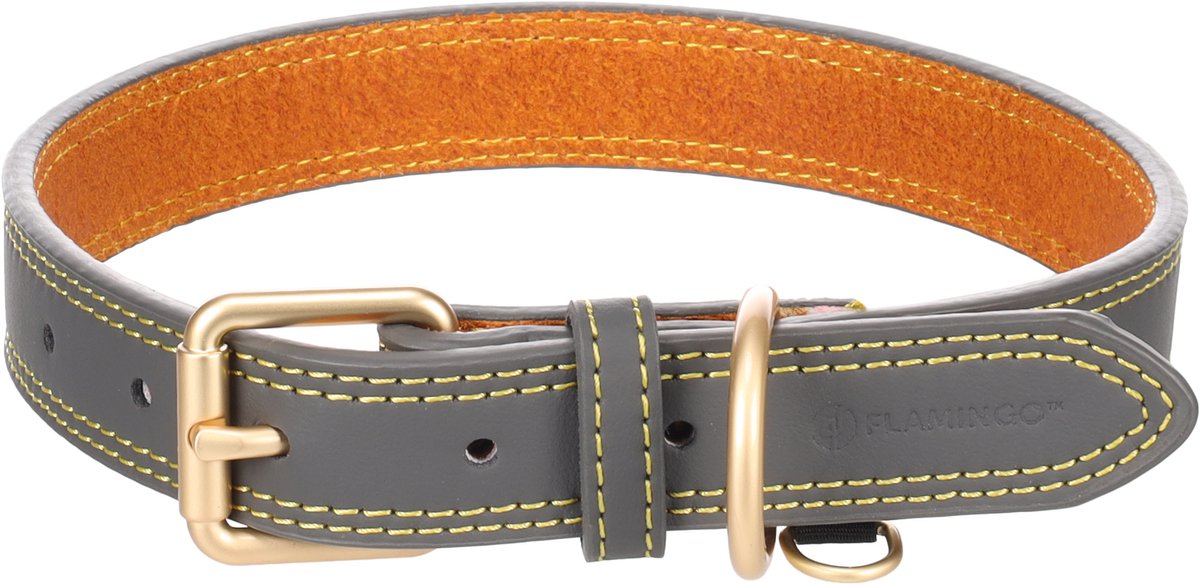 Flamingo - Hond Halsband Virginia Grijs L 43-53cm 25mm