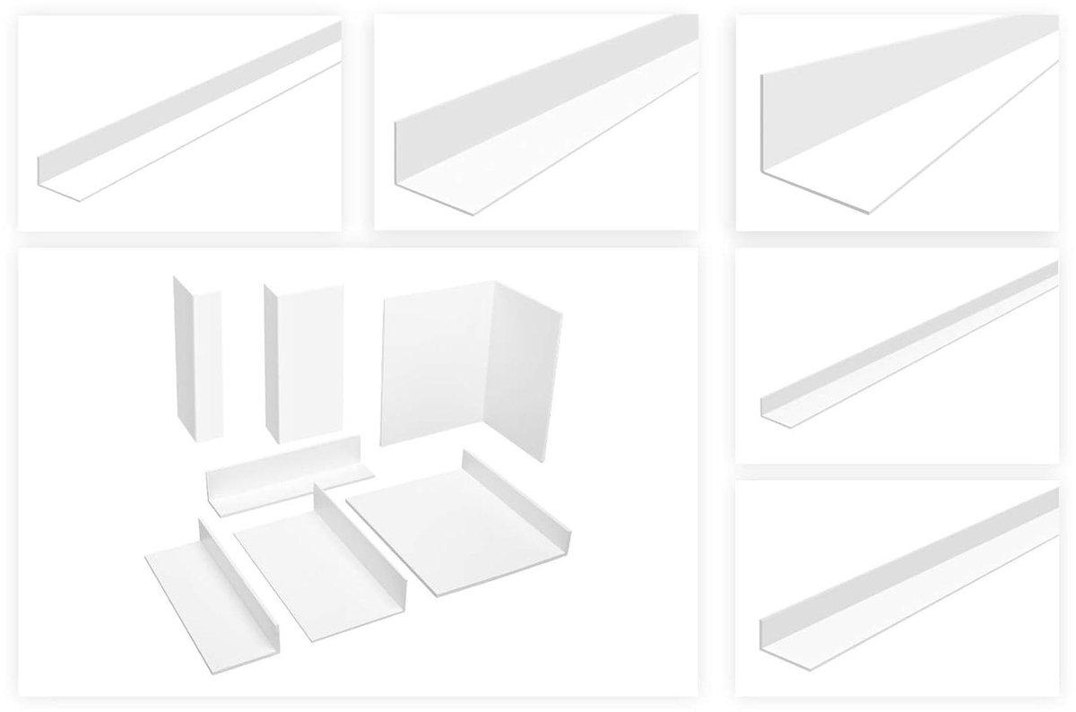 Hoekprofiel ongelijk - L-profiel hoeklijst - Afwerking voegen - PVC kunststof - 20x50 mm - Wit