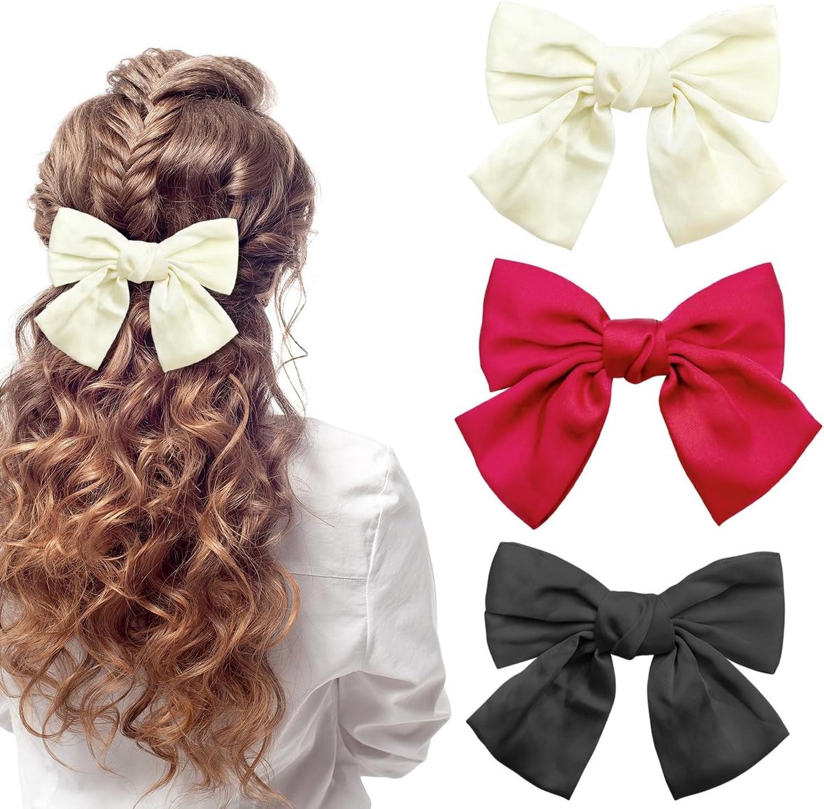 Strik Haarspelden Set - Lint Clips Vlinder - Haar Styling - Brokaat en Satijn - 20 cm Lang