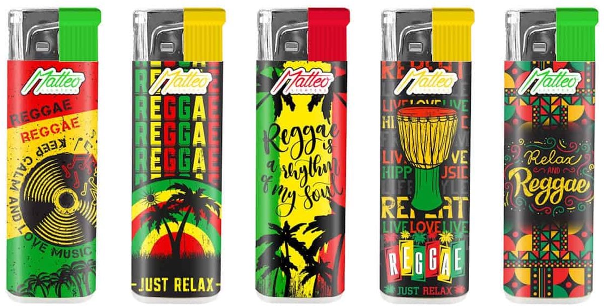 Matteo Elektronische Turbo aanstekers "Reggae" - Stormbestendig en navulbaar - 10 stuks