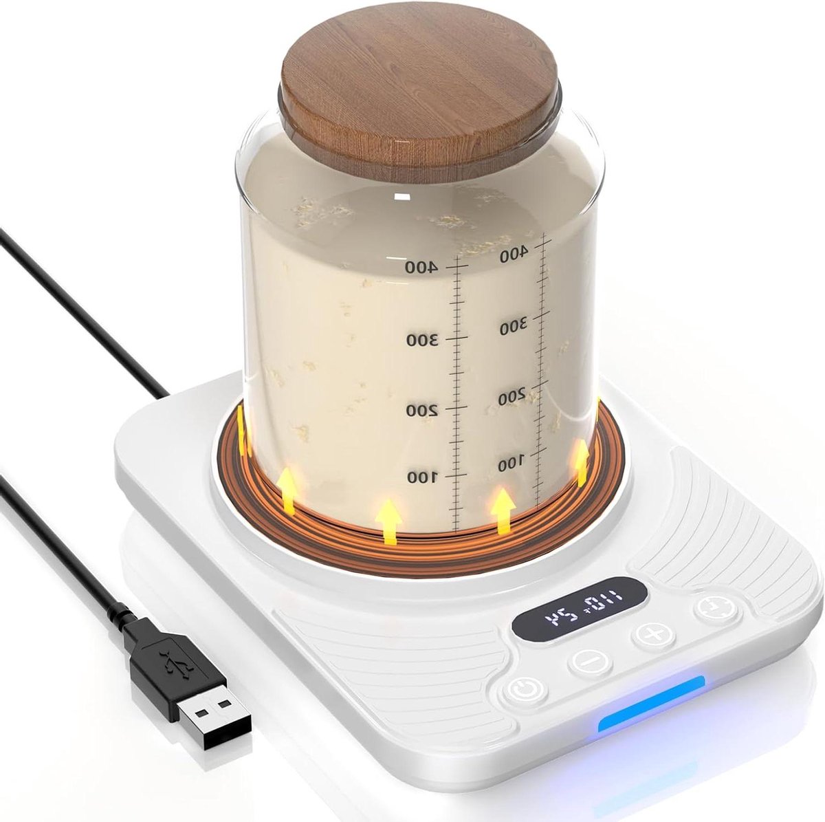 Deegwarmer Zuurdesem - Verwarmingsmat Gisting - Zuurdesem Gisting - Nauwkeurige Thermostaatregeling - 24-uurs Timer - Wit