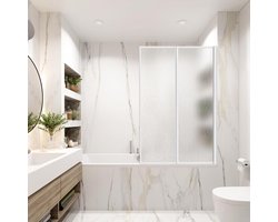 Douchedeur Badkuip - Douchewand Opklapbaar - Spatwater Vangen - Splintervrij Kunststof - 100 x 140 cm - Wit