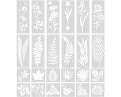 24 Stuks Plastic Schablonen voor Bloemen en Gras, Herbruikbare Sjablonen voor DIY Scrapbooking en Schilderen, Creatieve Accessoires voor Kunstprojecten