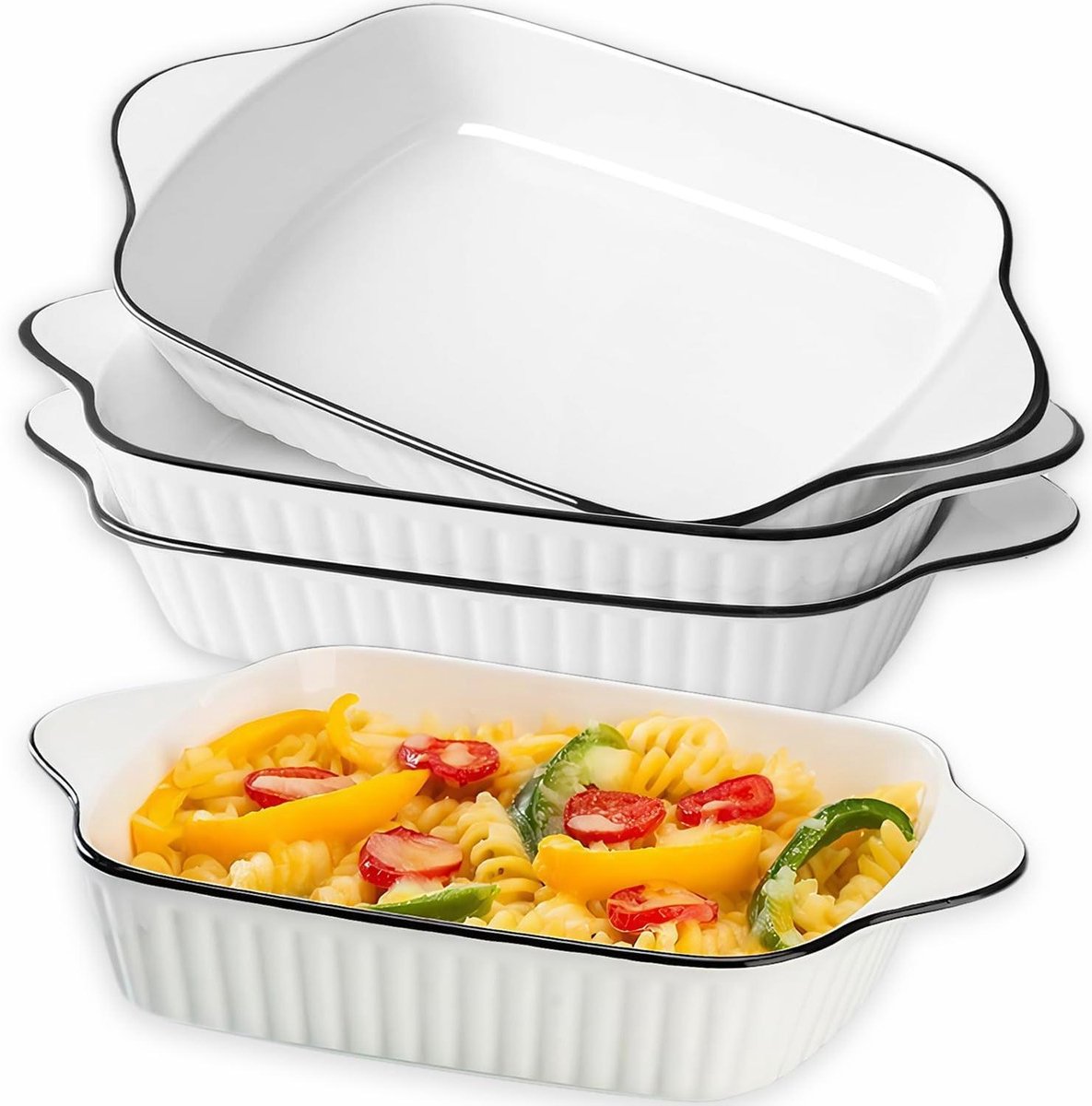 Opbergdoos Braadpan - Plaats Set - Keuken Organiseren - Keramiek Materiaal - 145 cm - Wit