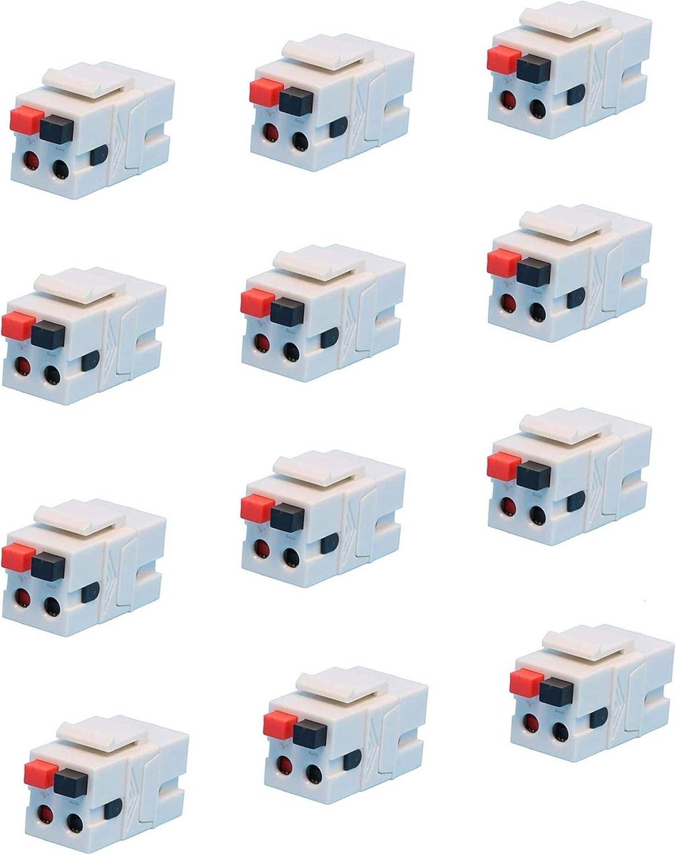 Luidspreker Keystone Jack - Luidsprekerkoppeling - Home Cinema - Veerbelaste Aansluiting - 12 Stuks - Wit