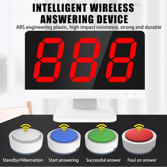 Quiz Buzzer Systeem - Antwoord Buzzer Spel - Trivia Spel Host - Draadloze 100m Bereik - 10 Groepen - Multi-color — afbeelding 4
